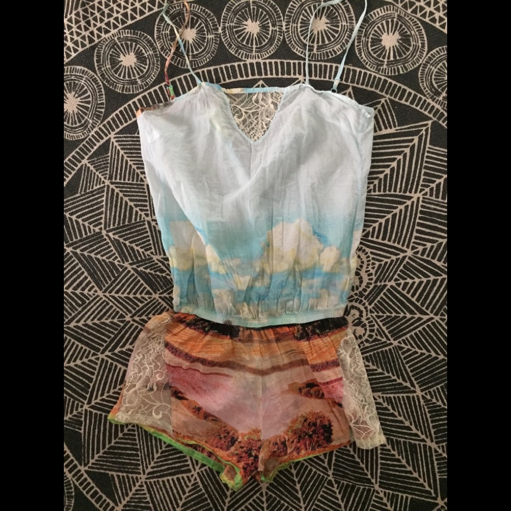 Delicate Cotton Desert Scenery Romper